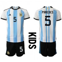 Dětský Fotbalový dres Argentina Leandro Paredes #5 MS 2022 Domácí Krátký Rukáv (+ trenýrky)